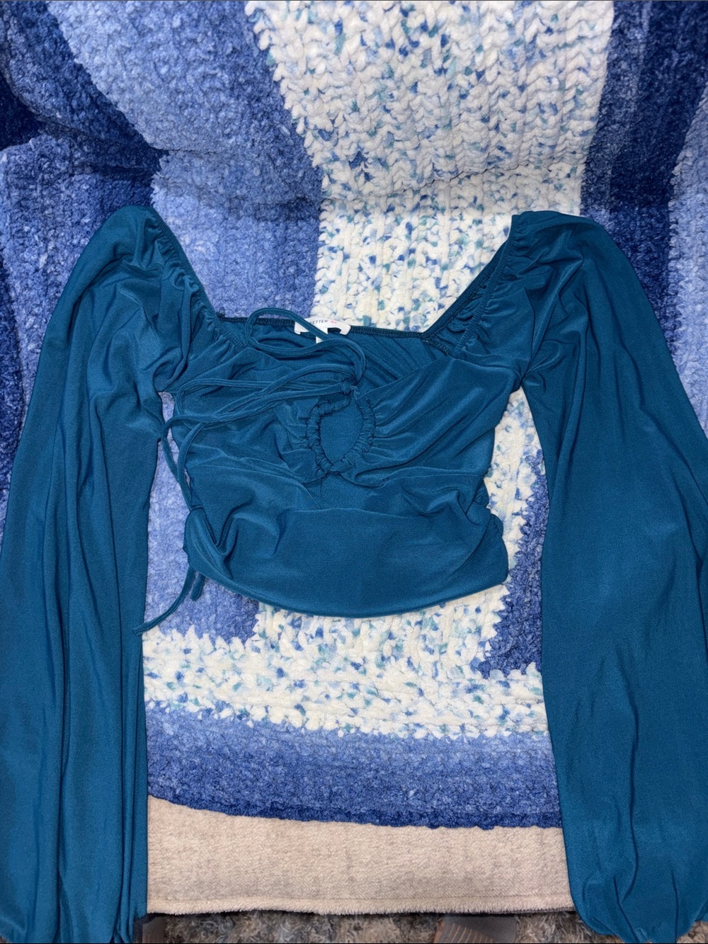 Better Be Teal Long Sleeve Crop Top